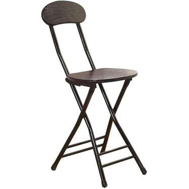 Imagem de Cadeira De Bar Dobrável Com Encosto Café Da Manhã Bar Stool Móveis Cadeira Alta Portátil, Black, wood