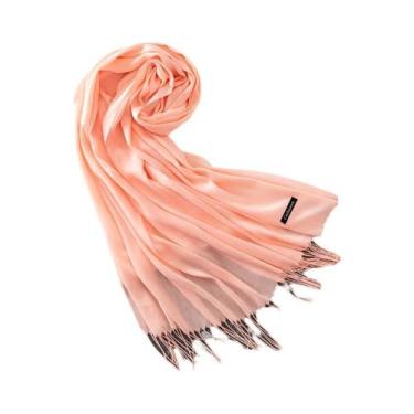 Imagem de Xale de Caxemira Longo Feminino - Cor Sólida, Hijab, Pashmina com Borl