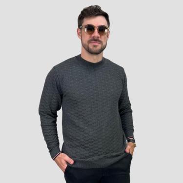 Imagem de Blusa Masculina Texturizada Tricot Moletom Quentinho Social - GIP, Chu