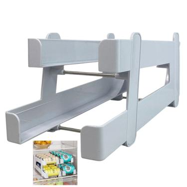 Imagem de Suporte Organizador Geladeira Lata Bebida Armazenamento Despensa Suco Refrigerante Prateleira Multiuso Resistente