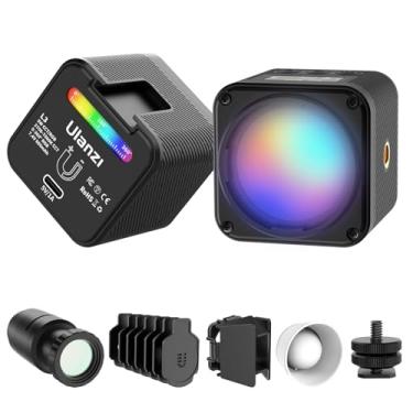 Imagem de ULANZI L3 Luz de Vídeo LED RGB, Kit de Iluminação à Prova d'Água para Câmera 2700K-7000K, Luz COB Mini Cubo Reduzida Regulável com Lente de Fresnel e Sapata Fria