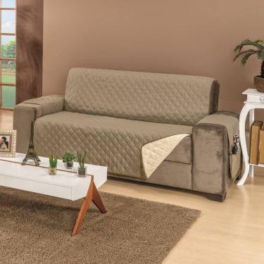 Imagem de Protetor De Sofá Dupla Face Manu 2 E 3 Lugares King - Cáqui/palha