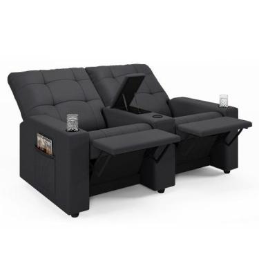 Imagem de Poltrona do Papai Reclinável Cinema 2 Lugares Manual Baú USB Haifa F05