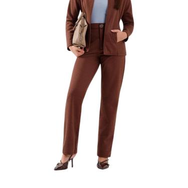 Imagem de Calça Alfaiataria Lunender Malha Marrom Tam. M-Feminino