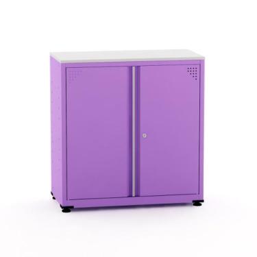 Imagem de Armário de Aço Baixo com Tampo de Madeira Ap406sl Pandin 84 cm Lilás
