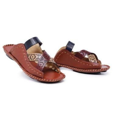 Imagem de Sandália Feminina Couro Premium Artesanal Rasteirinha Confor - Ipê Mul