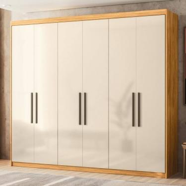 Imagem de Guarda-roupa Casal 6 Portas 4 Gavetas 100% Mdf London Cinamon/Off White