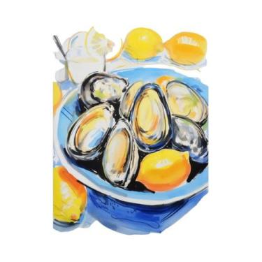 Imagem de Azul Anchovas Sardinhas Ostras Massa Sushi Arte Da Parede Pintura Em T