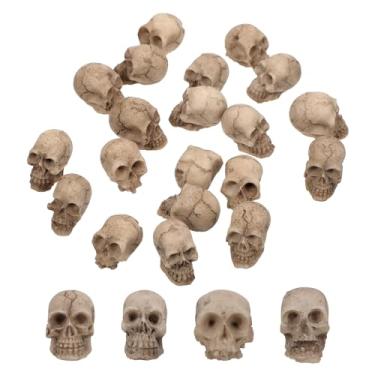 Imagem de TOYANDONA 20 Peças Mini Figuras de Caveira - Cabeças de Esqueleto Em Miniatura de Resina Mini Cabeças de Caveira para Halloween Micro Figuras de Paisagem Miniaturas de Halloween Decorações para Casa