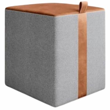 Imagem de Puff decorativo JM Acessórios Amsterdam quadrado em tecido linho Cinza