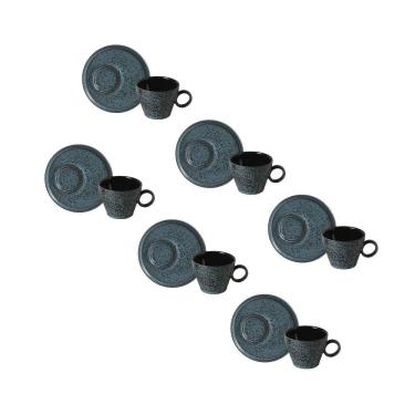 Imagem de Conjunto de Xícaras de Chá com Pires Porto Brasil Neo Night Sky 210ml - 6 Peças 