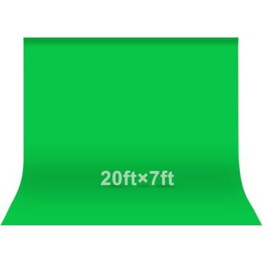 Imagem de EMART Pano de fundo de foto de tela verde, 6 x 2,1 m, pano de fundo de sessão de fotos, croma, tela verde, cortina de tecido de poliéster para remoção de fundo, reunião de zoom, estúdio de vídeo