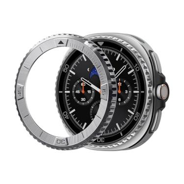 Imagem de Spigen Bezel Tune (piloto) projetado para Samsung Galaxy Watch 8 Classic 46 mm moldura anel protetor capa adesiva - prata