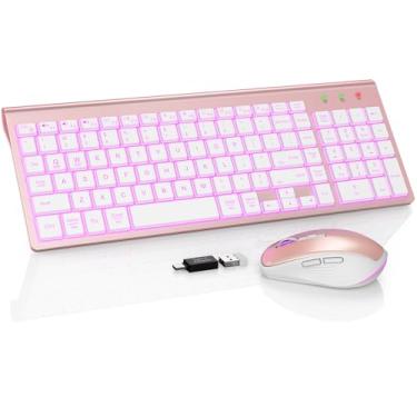 Imagem de SABLUTE Combo de teclado e mouse sem fio retroiluminado