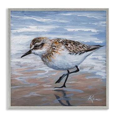 Imagem de Stupell Industries Pintura Sand Piper Shore Gray Framed Giclee Art Design por Lindsay Kivi Fine Art, 61 x 61 cm