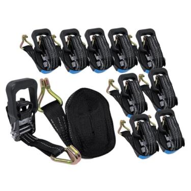 Imagem de Kit 10 Cintas de Amarração MV301 com Catraca 35mm x 6m Capacidade 1,5 Toneladas Preto Transporte de Cargas