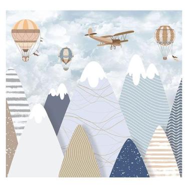 Imagem de Papel de Parede Adesivo Infantil Montanhas Balões Quarto Menino - 641p