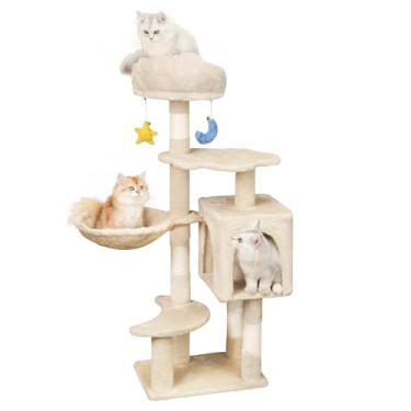 Imagem de Meecal Árvore de gato de 109 cm, linda árvore de gato nuvem para gatinhos e gatos pequenos com menos de 6 meses, 4 kg, torre para gatos com poste para arranhar, condomínios duplos, rede de pelúcia e