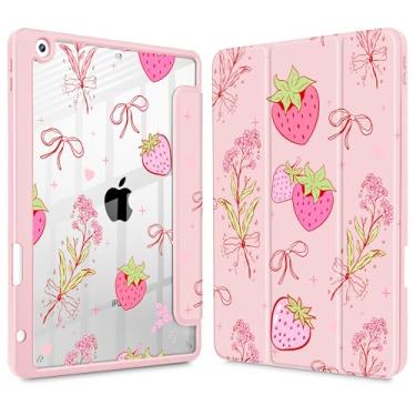 Imagem de May Chen Capa para iPad 9ª geração com suporte para lápis, iPad 8ª/7ª geração de 10,2 polegadas, [porta-canetas] Suporte de três dobras para despertar/hibernar, capa traseira transparente de TPU