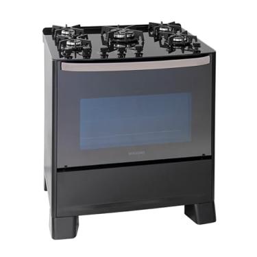 Imagem de SUGGAR FOGÃO MASTER GRILL PRETO MESA DE VIDRO 5 BOCAS TRIPLA CHAMA GRILL 110V TREMPE FERRO FUNDIDO ACENDIMENTO SUPERAUTOMÁTICO FGVMTG511PT