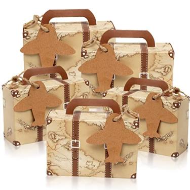 Imagem de CHolic 50 peças, caixa de doces de festa, mini caixa de lembrancinhas vintage, papel kraft com etiquetas e barbante de serapilheira para festas temáticas de viagem, chá de panela, decorações de