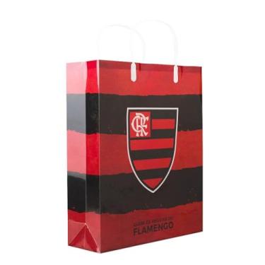 Imagem de Sacola de Presentes Flamengo, 33 x 9 x 27 cm, Plástico, Vermelho e Preto