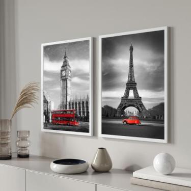 Imagem de Quadros Decorativos para Sala Cozinha Quarto com Moldura Conjunto kit 