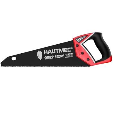 Imagem de HAUTMEC Serra manual profissional de 35,5 cm, serra manual de corte fino de 11 TPI com lâmina de aço SK5 antiferrugem, cabo ergonômico com guia de marcação de dois ângulos para madeira, laminado