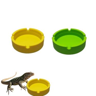 Imagem de DKJEkdje 2 peças de silicone para lagartixa com crista, acessórios para tanque de répteis, tigela de comida de dragão barbudo para lagarto, caranguejo eremita, camaleão e tartaruga