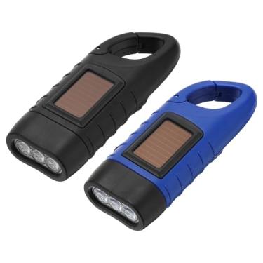 Imagem de PATIKIL Lanterna de manivela movida a energia solar, 2 peças de lanterna de LED recarregável para emergências, carregamento de energia solar para acampamento, caminhada, esportes ao ar livre,