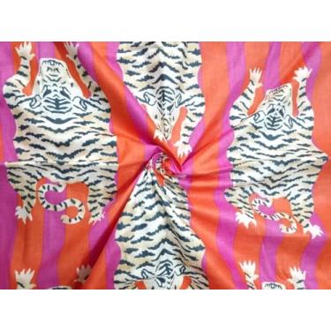 Imagem de Tecido estampado bloco à mão da Yard PRECUT 100% algodão 100% algodão tecido indiano leve para fazer tops de vestidos de verão Tecido indiano para artesanato Home Decore. (Design 131, 1 metro