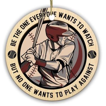 Imagem de Sportyzen Enfeite de Natal para jogador de beisebol – Seja aquele que todos querem assistir – Presentes esportivos para amantes de beisebol, jogadores, treinadores, meninos e homens – Ornamento
