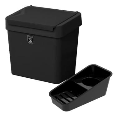 Imagem de Kit Organizador de Pia + Lixeira 2,5 Litros Com Tampa Cozinha Preto - Pop Crippa