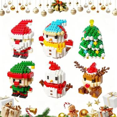 Imagem de Irsnianianfa Pacote com 6 blocos de montar com design de Papai Noel, blocos de montar de Natal 2025, mini figuras de construção, presentes de aniversário de Natal e Ano Novo
