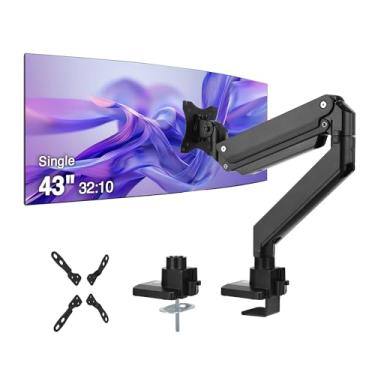 Imagem de SIIG Suporte de mesa para monitor único, 17" a 43", mola a gás premium resistente, serve para monitor plano/curvo/ultraamplo, carga máxima de 15 kg, VESA 75 x 75 100 x 100, 200 x 200, braçadeira C e base de ilhós (CE-MT2Z11-S1)