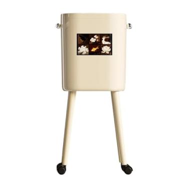 Imagem de Fenteer Lixeira com rodas, balde duplo, grande capacidade, criativo, para papéis, cesto de lixo para casa e banheiro, Branco