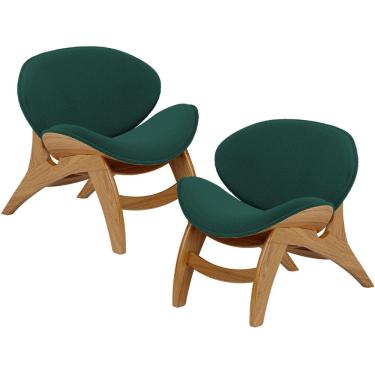 Imagem de Kit 2 Poltronas Decorativa Orgânica Sala Living Kadosh L02 Bouclê Verde - Lyam Decor