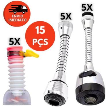 Imagem de Kit Bico Arejador Torneira Extensor Flexível Duplo Jato Prolongador Gi