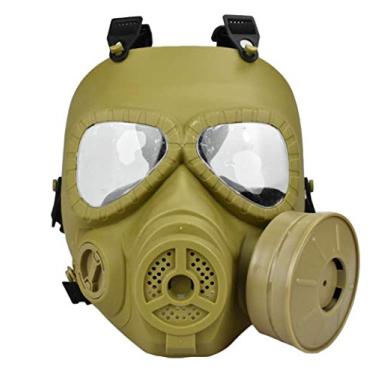 Imagem de JFFCESTORE Máscara de proteção tática airsoft M88 capacete de proteção total para os olhos caveira CS máscara alça ajustável tamanho único serve para todos os jogos Airsoft BB Gun CS, Mask DE