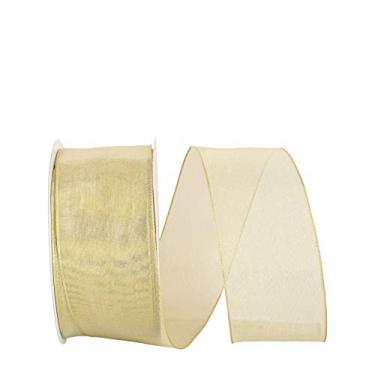 Imagem de Reliant Ribbon Fita de borda com fio de malha metálica 2, 2-1/2 polegadas x 50 jardas, ouro