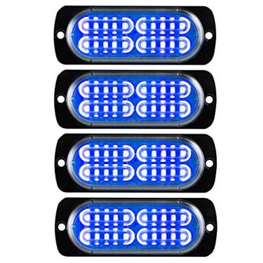 Imagem de Teguangmei 12-24V 20-LED Super Brilhante Emergência Estroboscópica Aviso Caution Hazard Construction Impermeável Piscante Barra de Luz LED Suporte de Superfície para Carro Caminhão SUV Van (Azul)