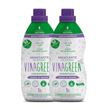 Imagem de 2 Amaciante Para Roupas 1l Natural Hipoalergênico Concentrado Com Vinagre Roupas Delicadas De Bebê Biodegradável Antialérgico Pele Sensível Elimina Tecidos Brancos Coloridos Preto (Campos de Lavanda)