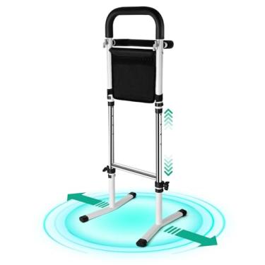 Imagem de Yaofafa Auxiliar de suporte para idosos - Auxílio de mobilidade para idosos com ajuste de altura de 5 níveis, capacidade de 136 kg e corrimãos duplos para uso seguro no banheiro e no sofá, inclui