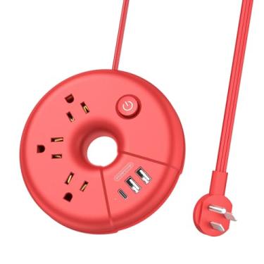 Imagem de Régua de linha de viagem com portas USB, cabo de extensão de viagem NTONPOWER de 1,8 m com 3 saídas 3 USB (1 USB-C), estação de carregamento portátil de tamanho compacto para cruzeiro, viagem de