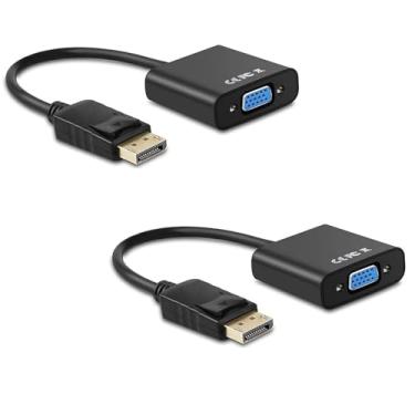 Imagem de Ankey Adaptador DisplayPort para VGA, pacote com 2 conversor DisplayPort DP para VGA banhado a ouro (macho para fêmea) para computador, desktop, laptop, PC, monitor, projetor, HDTV