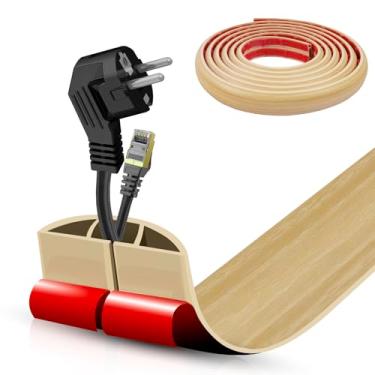 Imagem de Escondedor autoadesivo para cabo de piso, gerenciamento de cabos de 3 m, protetor de faixa de extensão para fios, evita viagens de cabos para escritórios, academias, exposições. Cavidade: 1,2 cm (L) x