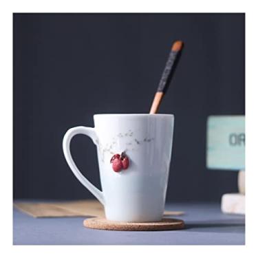 Imagem de GRFIT Caneca de cerâmica feita à mão caneca de fruta 3D copo de casal tridimensional casa escritório café da manhã leite café xícara de chá caneca de café (cor: B)