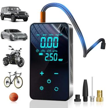 Imagem de Compressor de Ar Portátil Sem Fio com Bateria Recarregável,Inflador de Pneus Rápido com Luz LED e Display Digital,bomba de ar calibre de pressão para carro bicicleta motocicleta bola inflável.