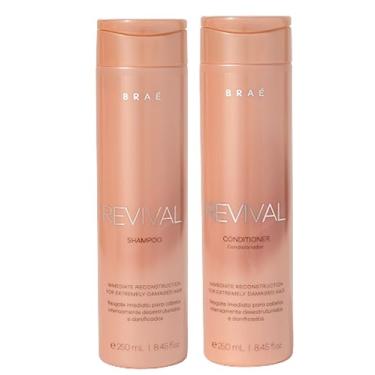 Imagem de Braé Revival - Shampoo e Condicionador Profissional 250ml - Kit Reconstrução e Reparo Intenso Pós-Química - Maciez e Brilho Salon