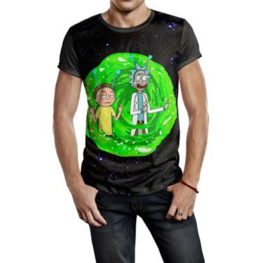 Imagem de Camiseta Masculina  Rick And Morty Portal Ref:644 - smoke, Preto, GG